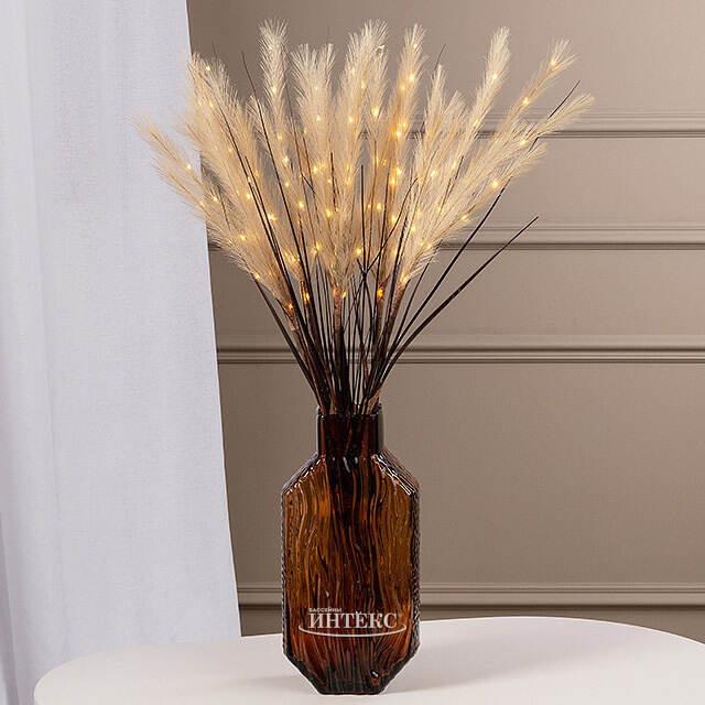 Светящаяся ветка для декора Шоколадный Латте 70 см, теплые белые LED лампы, на батарейках Kaemingk (Кейминг)