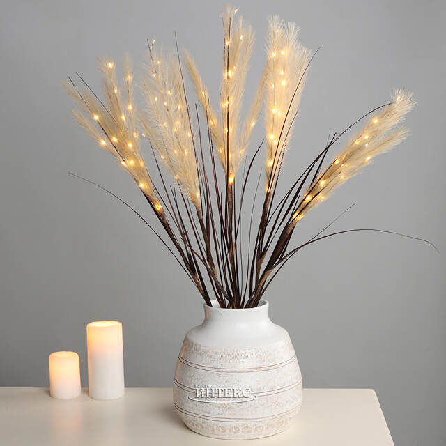 Светящаяся ветка для декора Шоколадный Латте 70 см, теплые белые LED лампы, на батарейках Kaemingk (Кейминг)