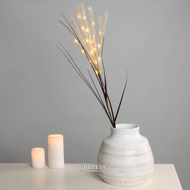 Светящаяся ветка для декора Шоколадный Латте 70 см, теплые белые LED лампы, на батарейках Kaemingk (Кейминг)