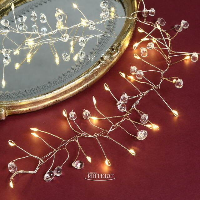 Светодиодная гирлянда Роса Jewels - Кристаллы, 10 м, 400 теплых микро LED, серебряная проволока, IP20 Kaemingk