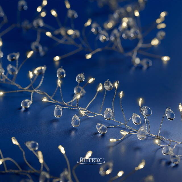 Светодиодная гирлянда Роса Jewels - Кристаллы, 10 м, 400 теплых микро LED, серебряная проволока, IP20 Kaemingk