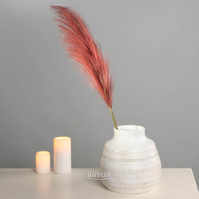 Светящаяся ветка для декора Перо Марсала 70 см, теплые белые LED лампы, на батарейках Kaemingk (Кейминг)