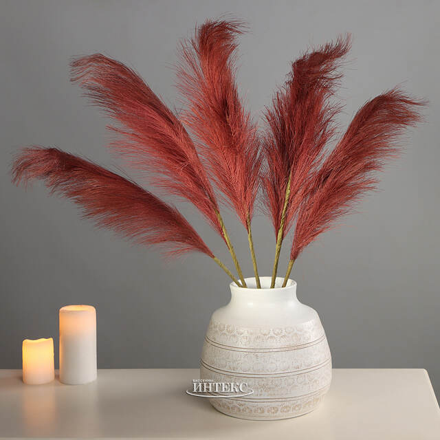 Светящаяся ветка для декора Перо Марсала 70 см, теплые белые LED лампы, на батарейках Kaemingk (Кейминг)