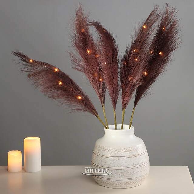 Светящаяся ветка для декора Сливовый Шоколад 70 см, теплые белые LED лампы, на батарейках Kaemingk (Кейминг)