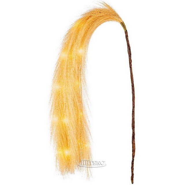 Светящаяся ветка для декора Перо Моник 105 см бежевая, теплые белые LED лампы, на батарейках Kaemingk (Кейминг)