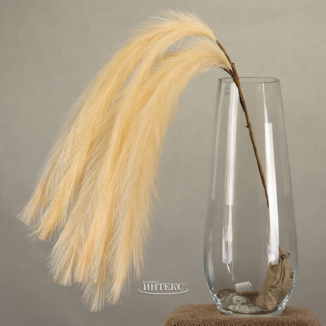 Светящаяся ветка для декора Перо Моник 105 см бежевая, теплые белые LED лампы, на батарейках Kaemingk (Кейминг)