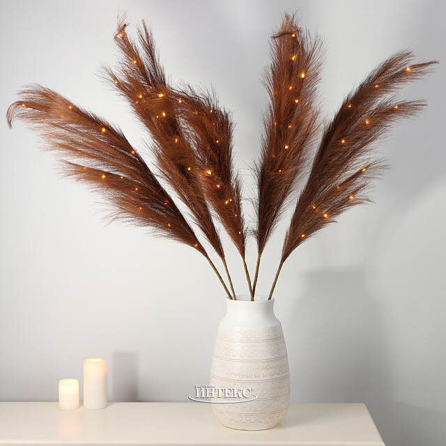 Светящаяся ветка для декора Перо Бланшет 118 см, теплые белые LED лампы, на батарейках Kaemingk (Кейминг)