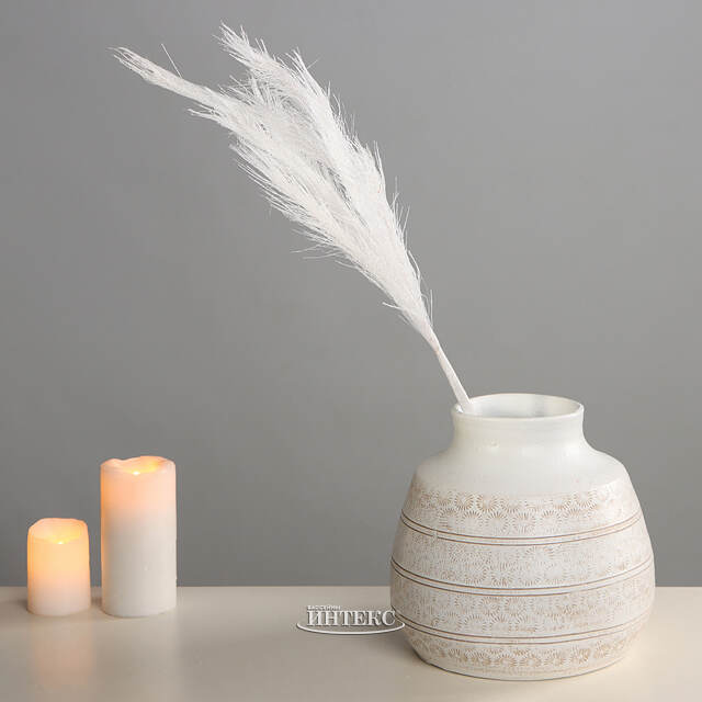 Светящаяся ветка для декора Перо Бланшет 70 см белая, теплые белые LED лампы, на батарейках Kaemingk (Кейминг)