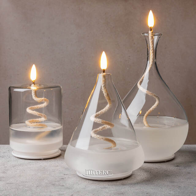 Светодиодная свеча с имитацией пламени Эриче 14 см на батарейках, таймер, стекло Kaemingk