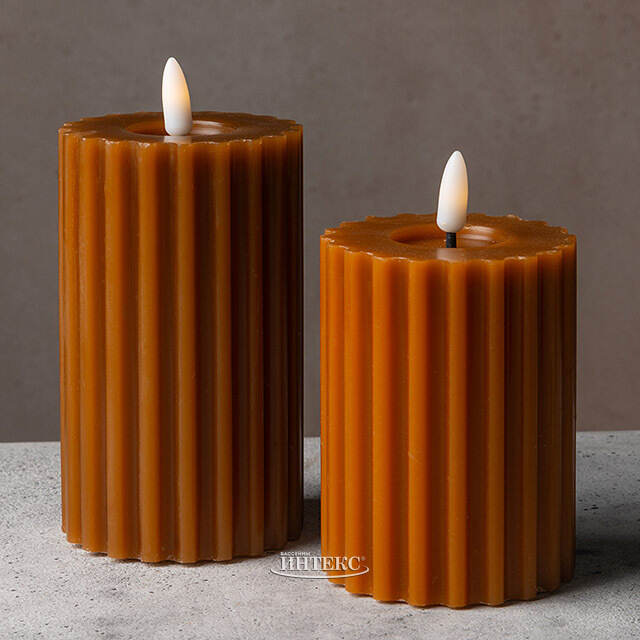 Светодиодная свеча Glen с имитацией пламени 15 см, оранжевая, на батарейках Kaemingk