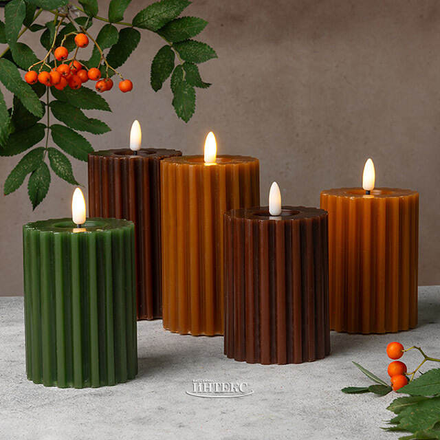 Светодиодная свеча Glen с имитацией пламени 12 см, зеленая, на батарейках Kaemingk