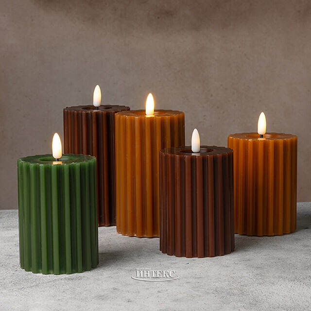 Светодиодная свеча Glen с имитацией пламени 12 см, зеленая, на батарейках Kaemingk