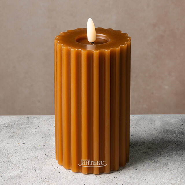 Светодиодная свеча Glen с имитацией пламени 15 см, оранжевая, на батарейках Kaemingk