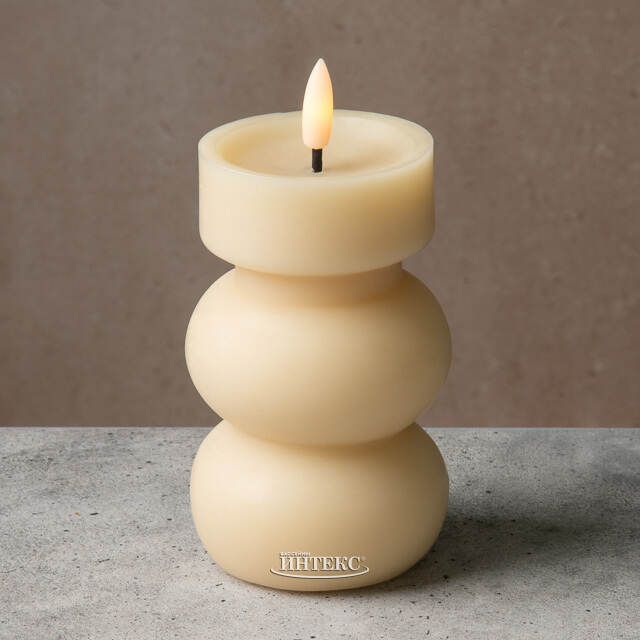 Светодиодная свеча Аттика с имитацией пламени 15 см кремовая, на батарейках Kaemingk (Кейминг)