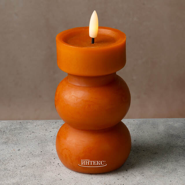 Светодиодная свеча Attica с имитацией пламени 15 см оранжевая, на батарейках Kaemingk