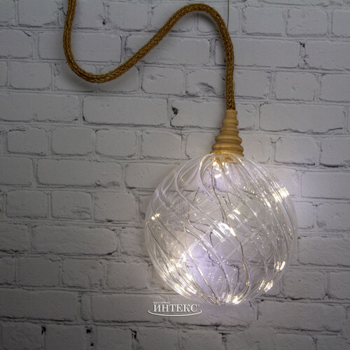 Подвесной светильник-шар Bradberry 15 см, 12 микро LED ламп, на батарейках, стекло Kaemingk