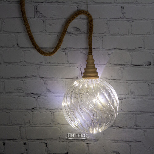 Подвесной светильник-шар Bradberry 12 см, 10 микро LED ламп, на батарейках, стекло Kaemingk
