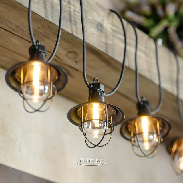 Гирлянда из лампочек Filidella, 10 ламп, теплые белые LED, 4.5 м, черный ПВХ, соединяемая, IP44 Kaemingk (Кейминг)