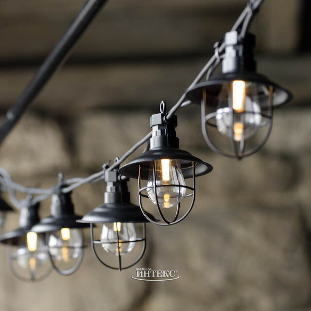 Гирлянда из лампочек Filidella, 10 ламп, теплые белые LED, 4.5 м, черный ПВХ, соединяемая, IP44 Kaemingk (Кейминг)