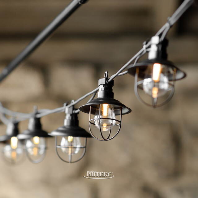 Гирлянда из лампочек Filidella, 10 ламп, теплые белые LED, 4.5 м, черный ПВХ, соединяемая, IP44 Kaemingk (Кейминг)