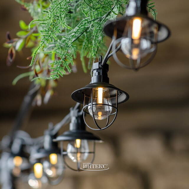 Гирлянда из лампочек Filidella, 10 ламп, теплые белые LED, 4.5 м, черный ПВХ, соединяемая, IP44 Kaemingk (Кейминг)