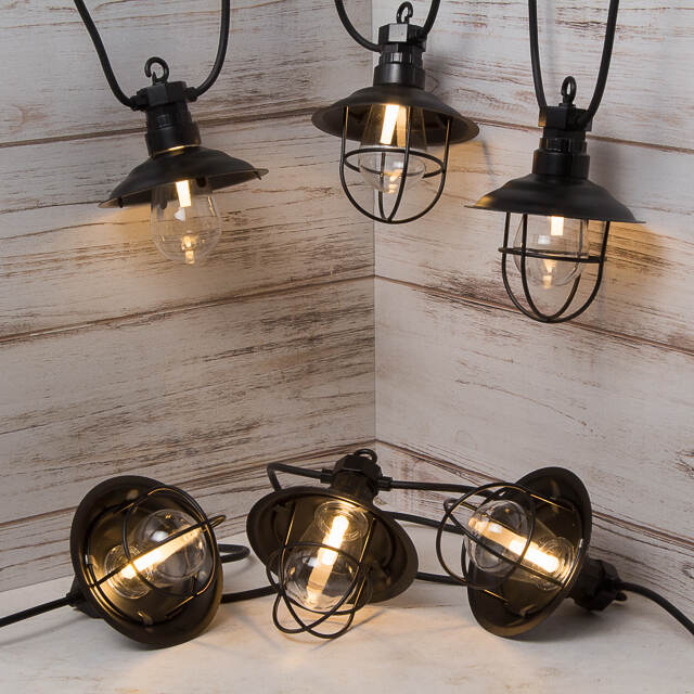 Гирлянда из лампочек Filidella, 10 ламп, теплые белые LED, 4.5 м, черный ПВХ, соединяемая, IP44 Kaemingk (Кейминг)