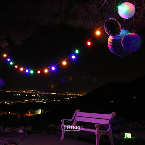 Гирлянда из лампочек Карнавал, 20 ламп, разноцветные LED, 9.5 м, черный ПВХ, соединяемая, контроллер, IP44 Kaemingk