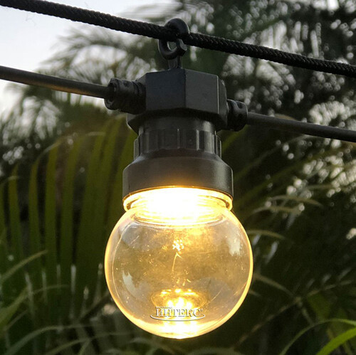 Гирлянда из лампочек, 20 экстра теплых белых LED ламп, 9.5 м, черный ПВХ, соединяемая, IP44 Kaemingk