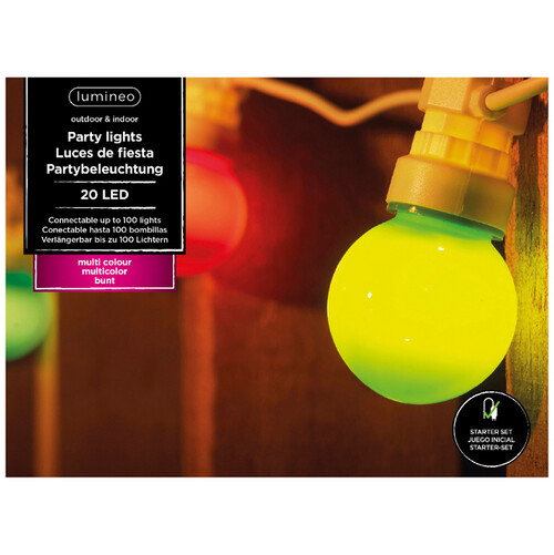 Гирлянда из лампочек Карнавал Пастель, 20 ламп, разноцветные LED, 9.5 м, белый ПВХ, соединяемая, IP44 Kaemingk