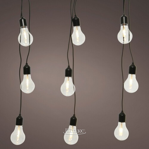 Гирлянда из лампочек Грозди в стиле Лофт, 12 теплых белых ламп, 3 м, черный ПВХ, соединяемая, IP44 Kaemingk
