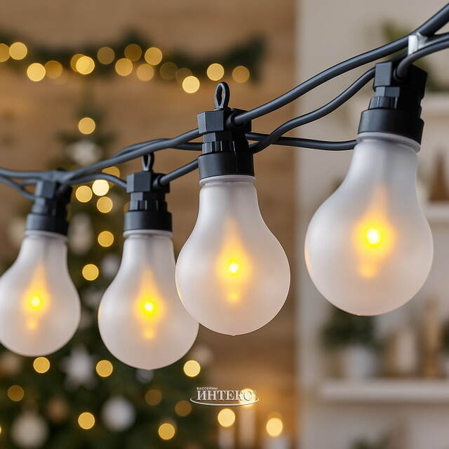 Гирлянда из лампочек Volterra 20 ламп с эффектом пламени, 9.5 м, черный ПВХ, соединяемая, IP44 Kaemingk