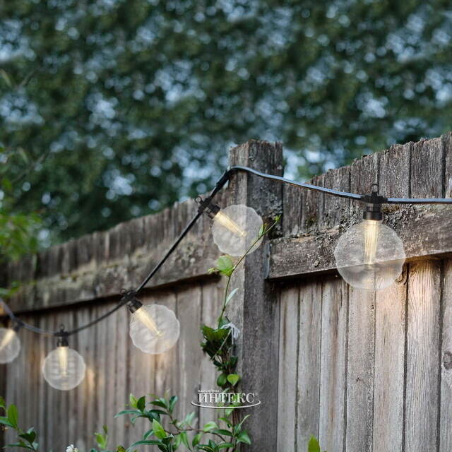 Гирлянда из лампочек Russula, 10 ламп, теплые белые LED, 4.5м, черный ПВХ, соединяемая, IP44 Kaemingk
