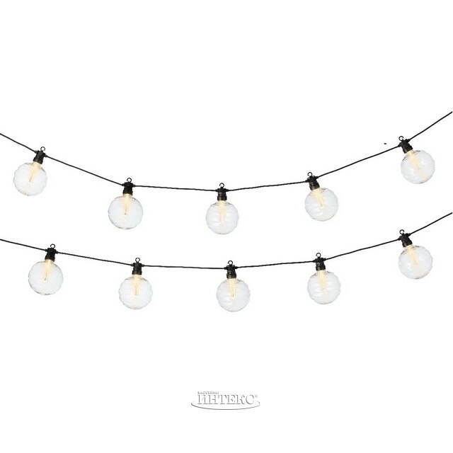 Гирлянда из лампочек Russula, 10 ламп, теплые белые LED, 4.5м, черный ПВХ, соединяемая, IP44 Kaemingk