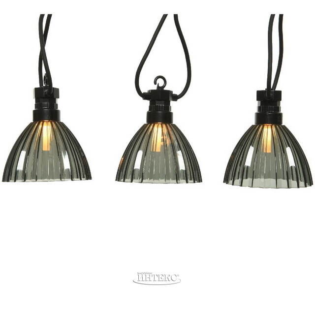 Ретро гирлянда Midnight Party, 10 ламп с экстра теплым белым светом, 4.5 м, черный ПВХ, соединяемая, IP44 Kaemingk