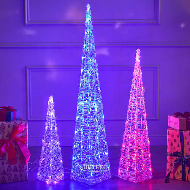 Светящаяся фигура Елка Cone Light 120 см, 80 разноцветных RGB LED ламп, IP44 Kaemingk