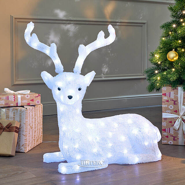 Светодиодный олень Стэнли на отдыхе 64 см, 100 теплых/холодных белых LED ламп, IP44 Kaemingk