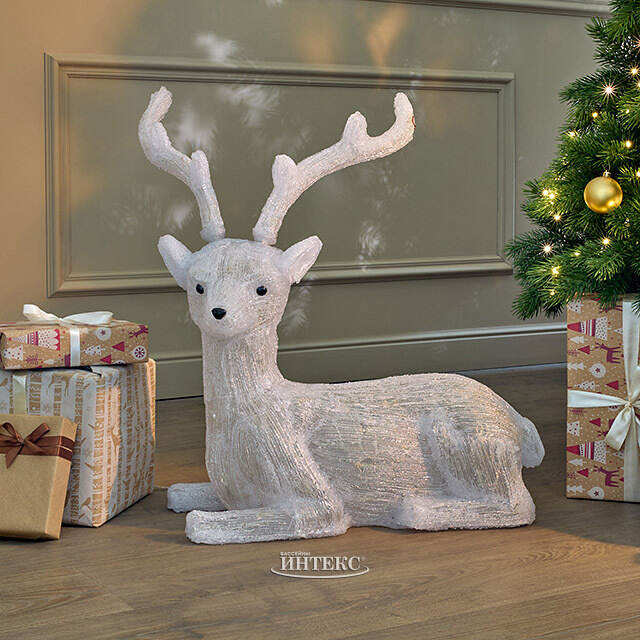 Светодиодный олень Стэнли на отдыхе 64 см, 100 теплых/холодных белых LED ламп, IP44 Kaemingk