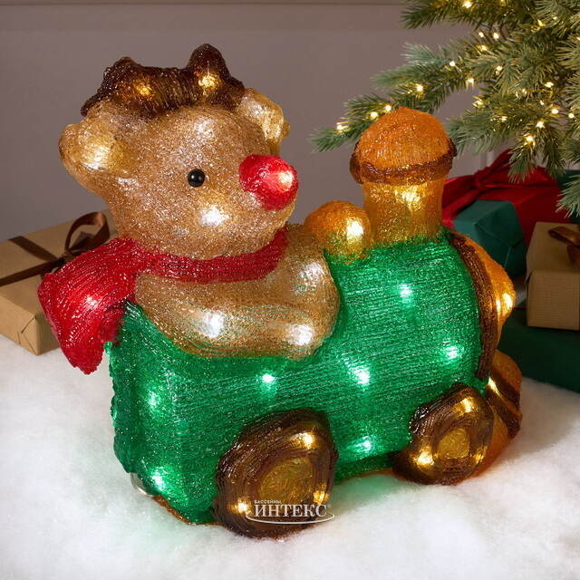 Светящаяся фигура Олень Рудольф - Christmas Train 37 см, 50 LED ламп, IP44 Kaemingk