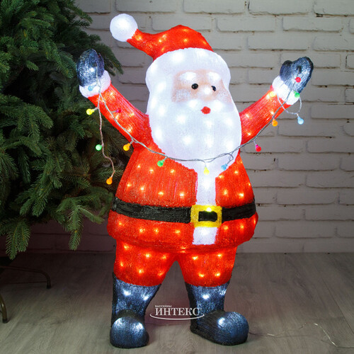 Светодиодная фигура Санта Клаус - Christmas is coming 88 см, 180 LED ламп с мерцанием, IP44 Kaemingk
