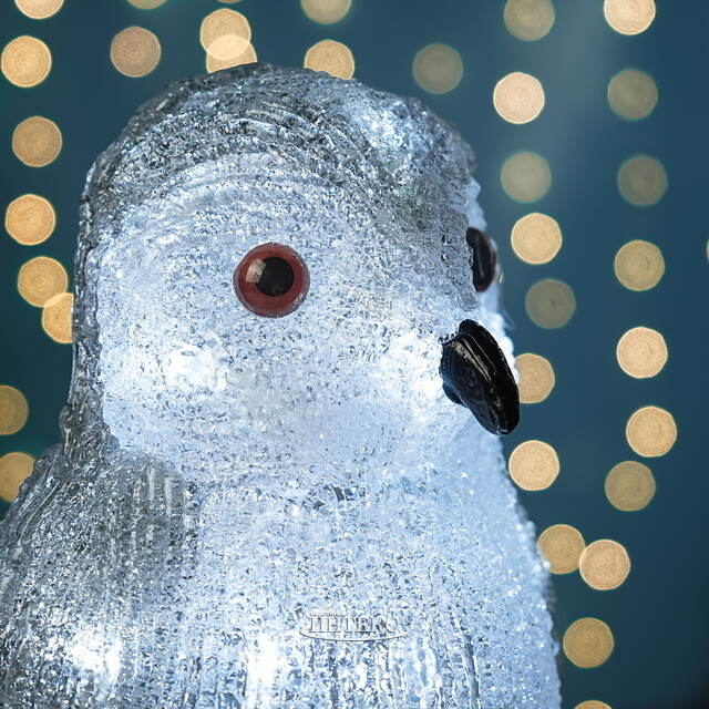 Светодиодная фигура Сова Лорри 21 см, 20 холодных белых LED ламп, на батарейках, IP44 Kaemingk