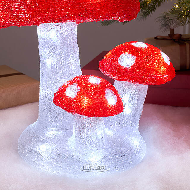 Светодиодная фигура Мухоморы 31 см, 60 холодных белых LED ламп, таймер, IP44 Kaemingk