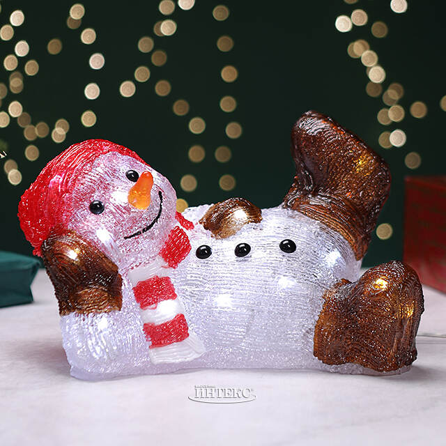 Светящаяся фигура Снеговик Пьер - Jolly Days 20 см, 30 холодных белых LED ламп, на батарейках, IP44 Kaemingk (Кейминг)
