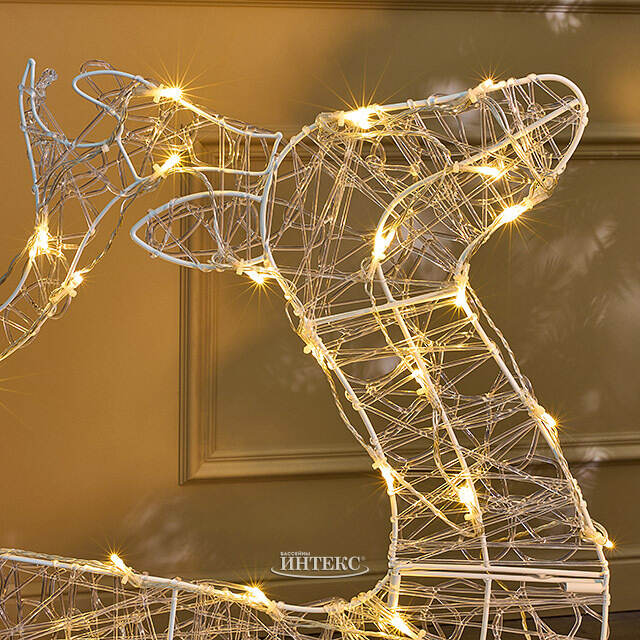 Светящаяся плоская фигура Олень Фостер 89 см, 60 теплых белых LED ламп с мерцанием, таймер, IP44 Kaemingk