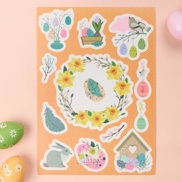 Пасхальные наклейки Тёплая Весна 29*20 см, 2 листа Koopman (Купман)