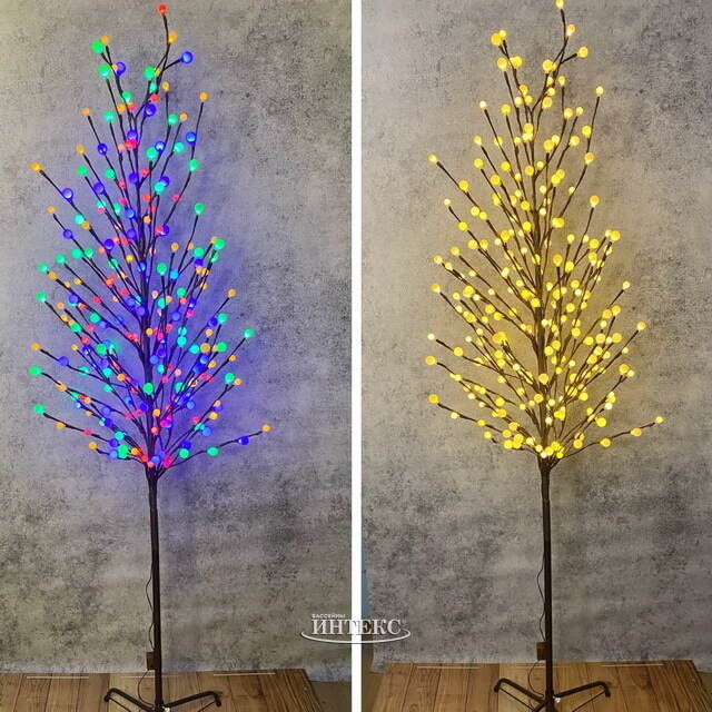 Светодиодное дерево Espacio Fiore 150 см, 160 теплых белых/разноцветных LED ламп, контроллер, IP44 Kaemingk