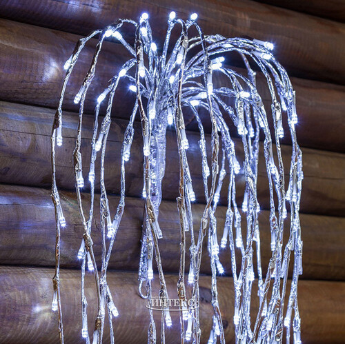 Светодиодное украшение Каскад серебряный 1 м, 220 холодных белых LED ламп с мерцанием, IP44 Kaemingk
