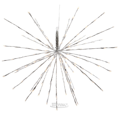 Светодиодное украшение Полярная Звезда серебряная 45 см, 72 теплые белые LED лампы с мерцанием, IP44 Kaemingk