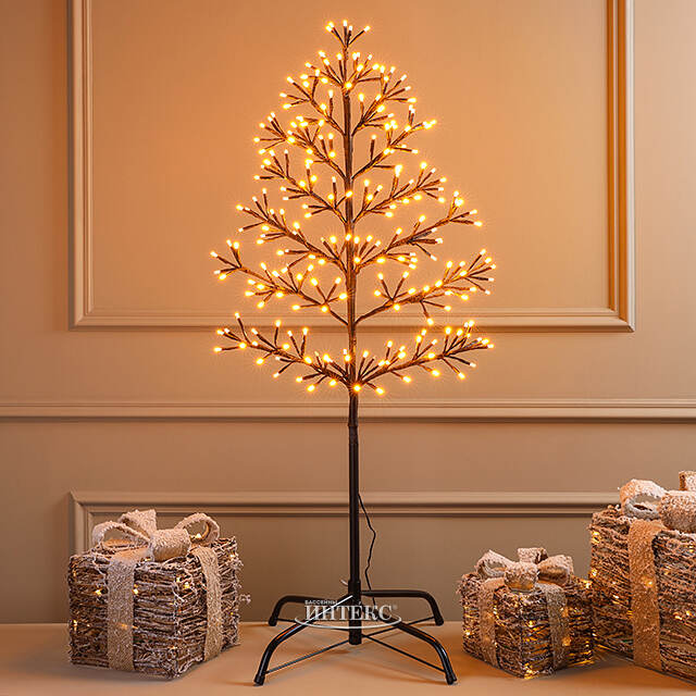 Светодиодное дерево Lausanne Black 108 см, 230 экстра теплых белых LED ламп с мерцанием, IP44 Kaemingk