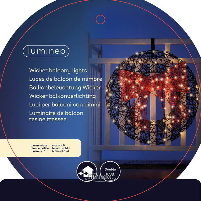Светодиодное украшение Balcony Lights - Рождественский венок 78 см, 160 теплых белых LED ламп, IP44 Kaemingk (Кейминг)
