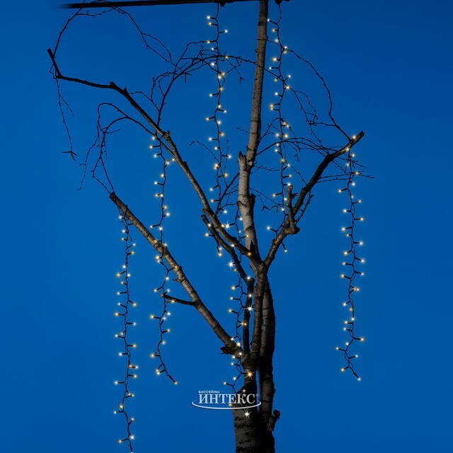 Гирлянда на дерево Каскад 80 см*6 шт, 192 теплые/экстра теплые LED лампы, черный ПВХ, IP44 Kaemingk